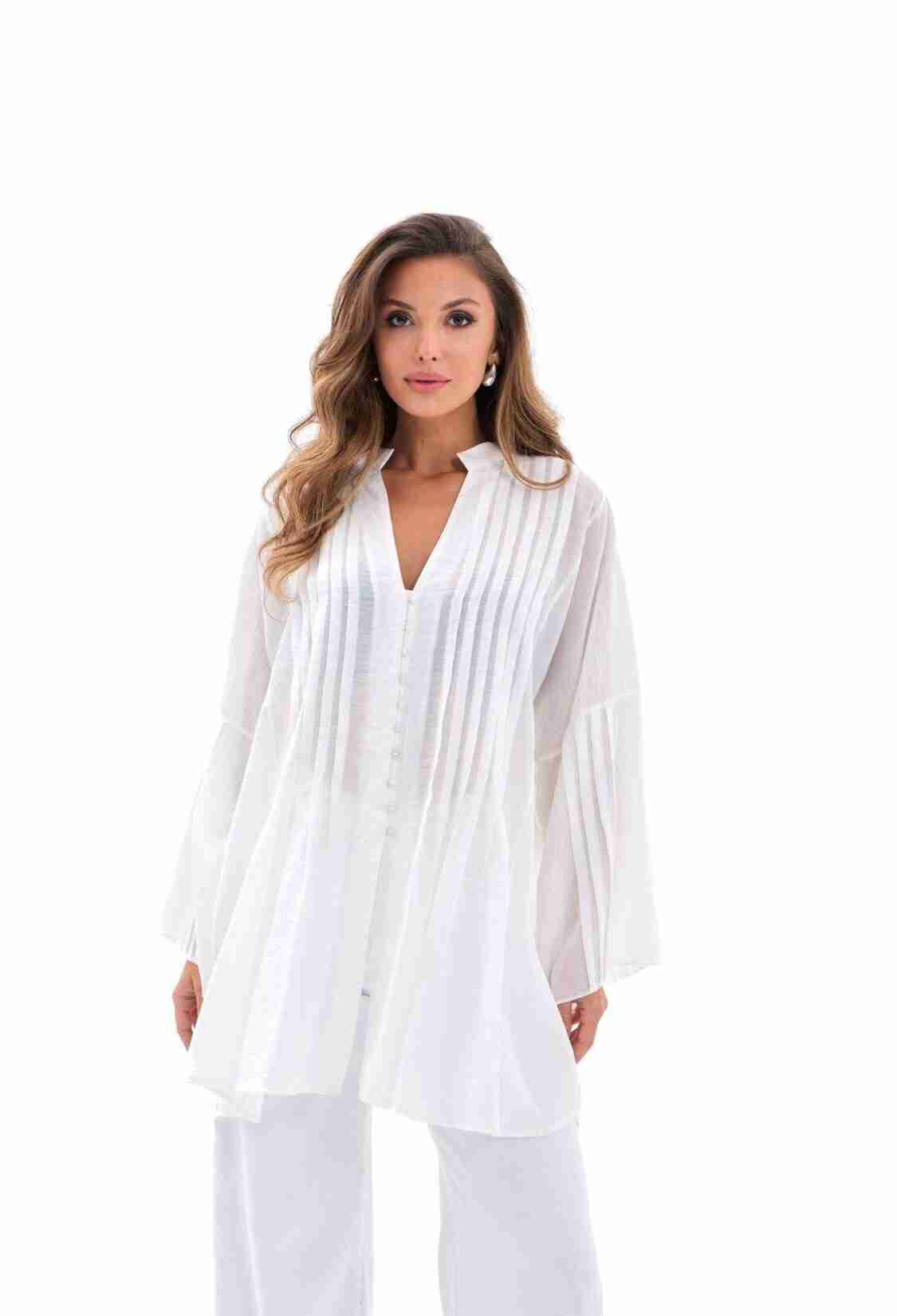 Casual Elegant Modest Boho Long Sleeve Shirt - Brand: Fame - Women & Kids, Baby Clothes Wholesale - TheBS Women