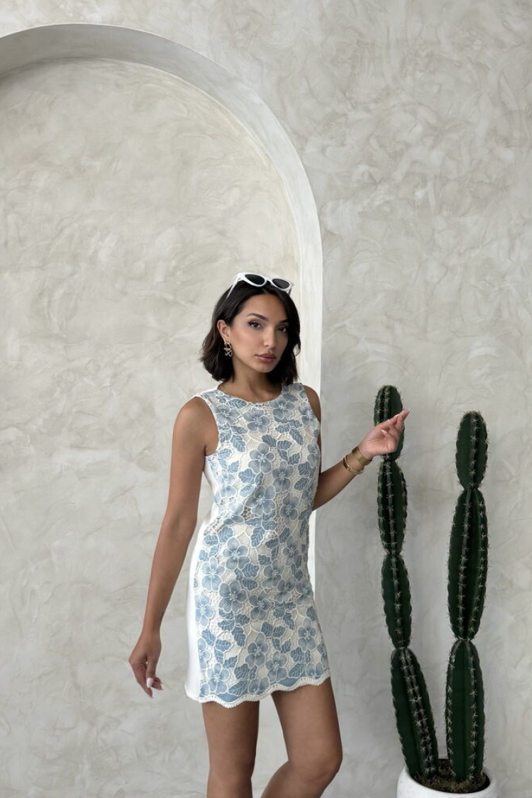Floral Shift Dress With Cap Sleeves - Producer: Topshow - Wholesale Women Clothes - TheBS Women