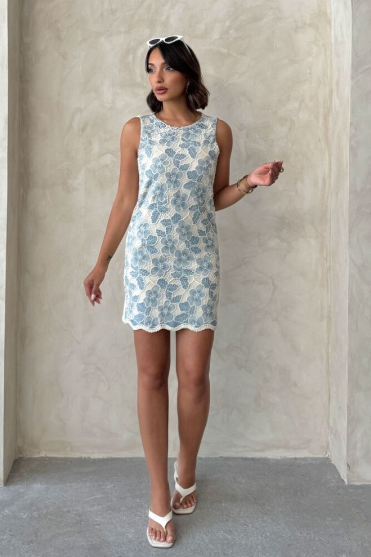 Floral Shift Dress With Cap Sleeves - Producer: Topshow - Wholesale Women Clothes - TheBS Women