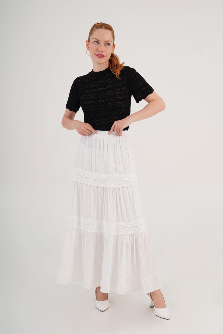 Layered Maxi Skirt High Waist Pull On - Brand: Lustrin - Women & Kids, Baby Clothes Wholesale - TheBS Women