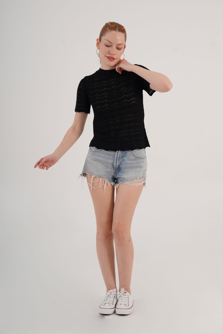 Blouse Casual Elegant High Neck Short Sleeve - Brand: Lustrin - Women & Kids, Baby Clothes Wholesale - TheBS Women