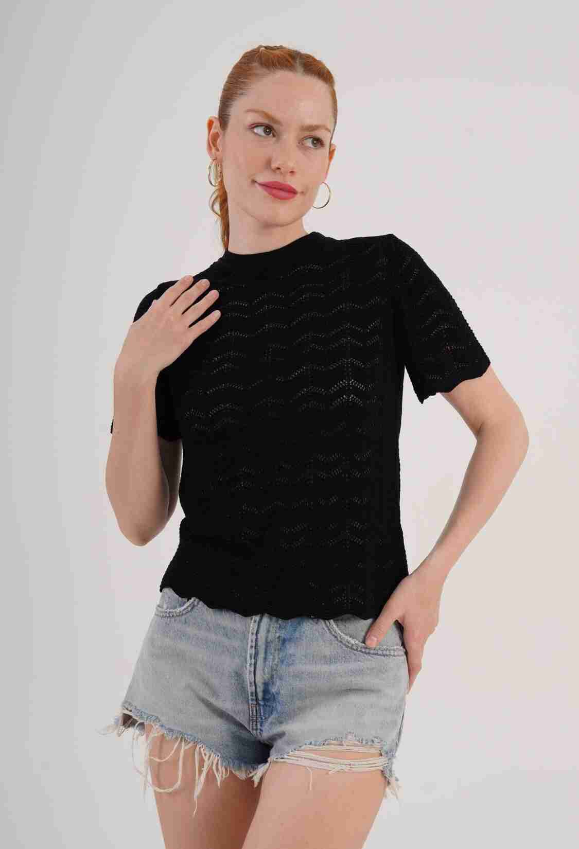 Blouse Casual Elegant High Neck Short Sleeve - Brand: Lustrin - Women & Kids, Baby Clothes Wholesale - TheBS Women