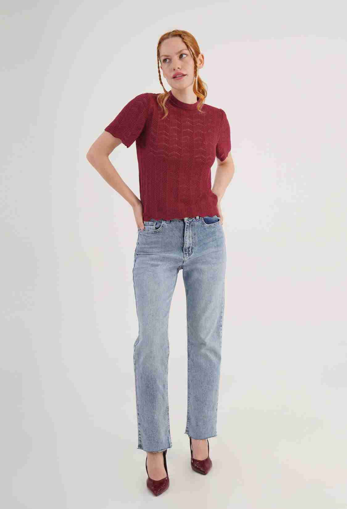Blouse With High Neck And Short Sleeves - Brand: Lustrin - Women & Kids, Baby Clothes Wholesale - TheBS Women