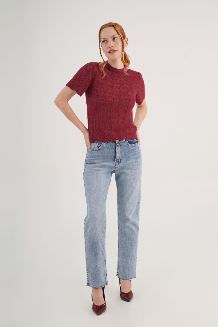 Blouse With High Neck And Short Sleeves - Brand: Lustrin - Women & Kids, Baby Clothes Wholesale - TheBS Women