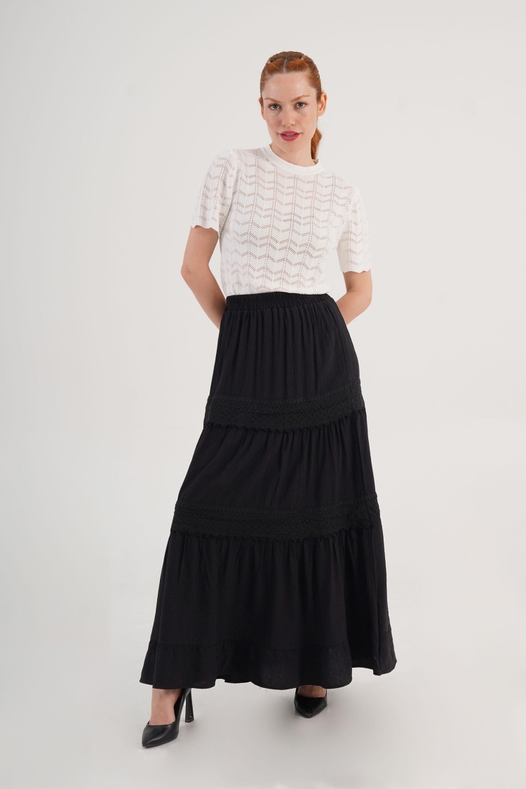 Layered Maxi Skirt High Waist Pull On - Brand: Lustrin - Women & Kids, Baby Clothes Wholesale - TheBS Women
