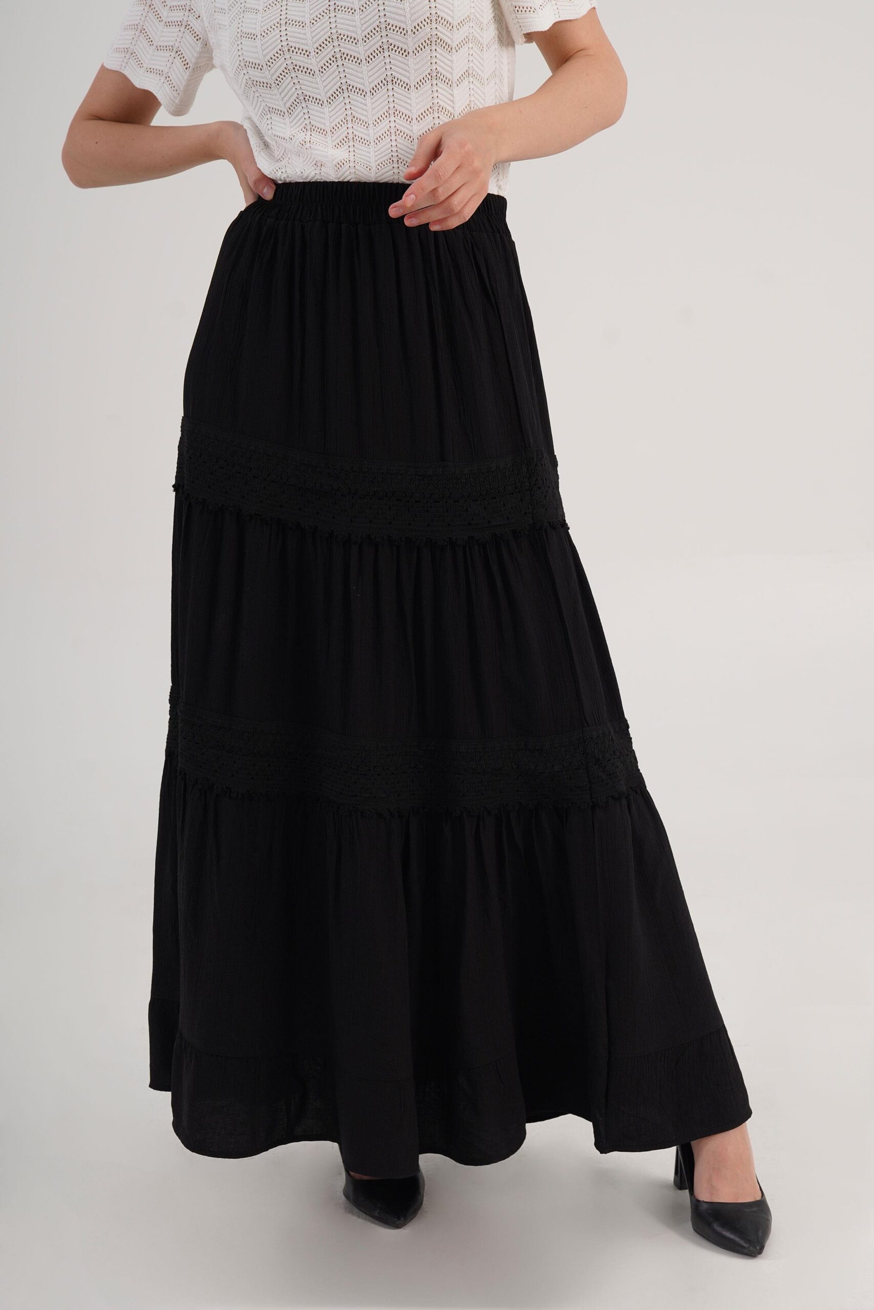 Layered Maxi Skirt High Waist Pull On - Brand: Lustrin - Women & Kids, Baby Clothes Wholesale - TheBS Women