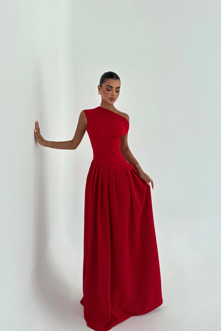 Elegant A-Line Dress With One Shoulder Neck - Producer: EYYO ATELIER - Wholesale Women Clothes - TheBS Women
