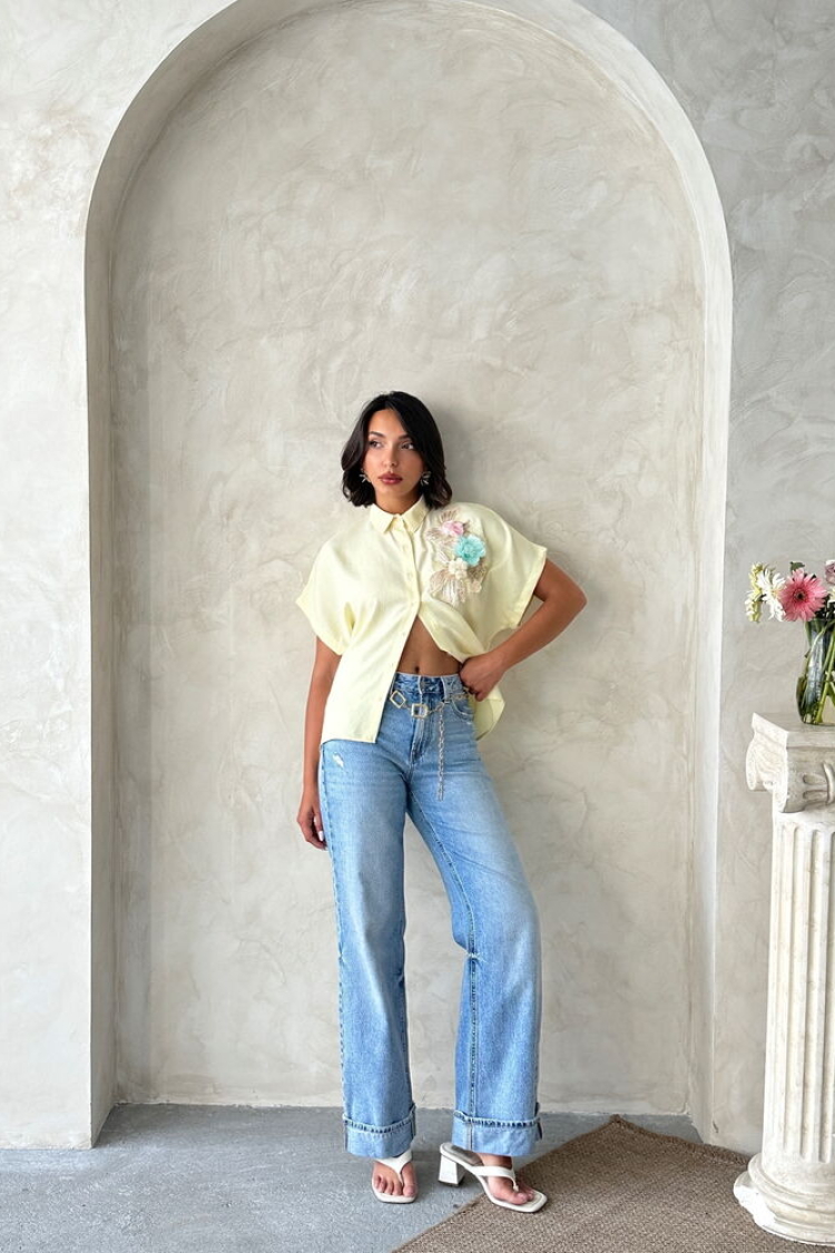 Casual Boho Polo Neck Shirt - Producer: Topshow - Wholesale Women Clothes - TheBS Women