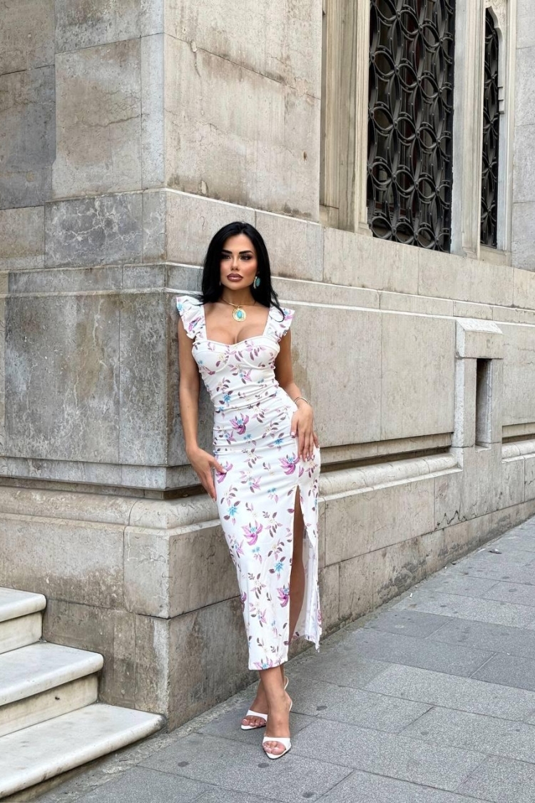 White Floral Sexy Elegant Bodycon Dress - Producer: My Jest Fashion - Wholesale Women Clothes - TheBS Women