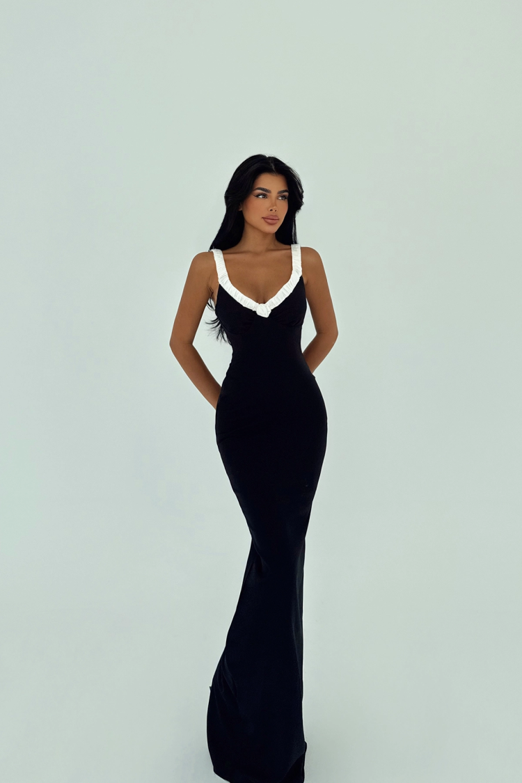 Sexy Elegant Bodycon Floor Length Dress With Cap Sleeve - Producer: EYYO ATELIER - Wholesale Women Clothes - TheBS Women