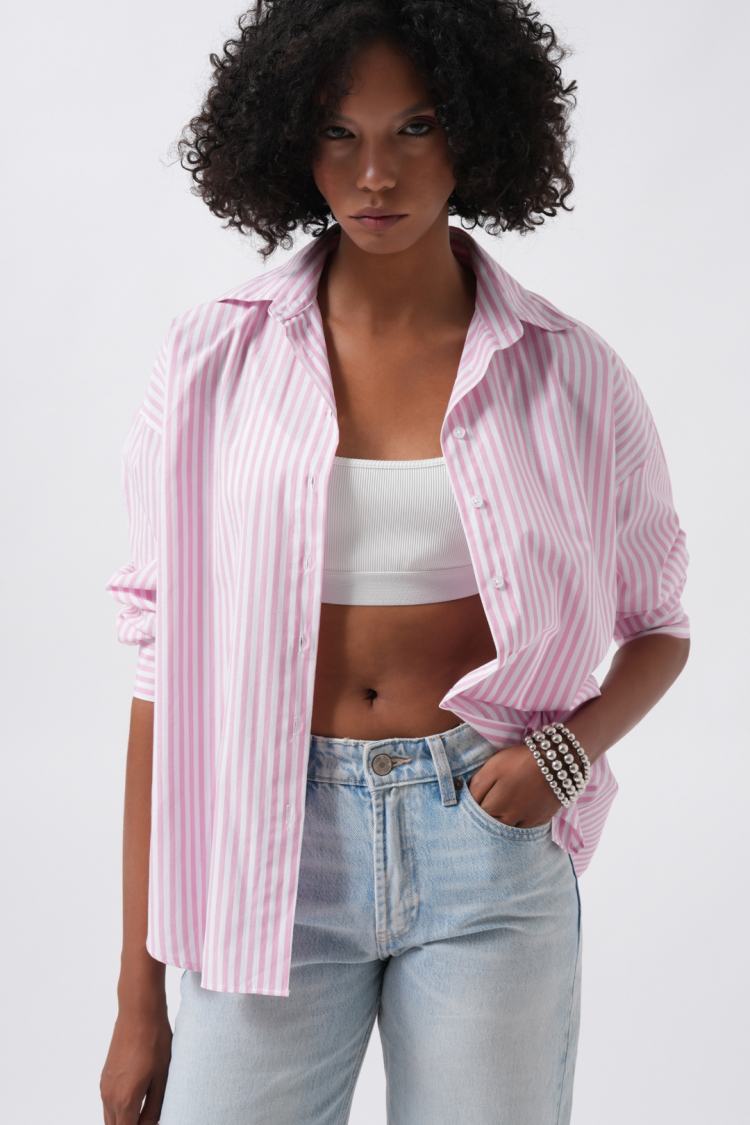 Striped Casual Oversized Shirt - Producer: Black Fashion - Wholesale Women Clothes - TheBS Women