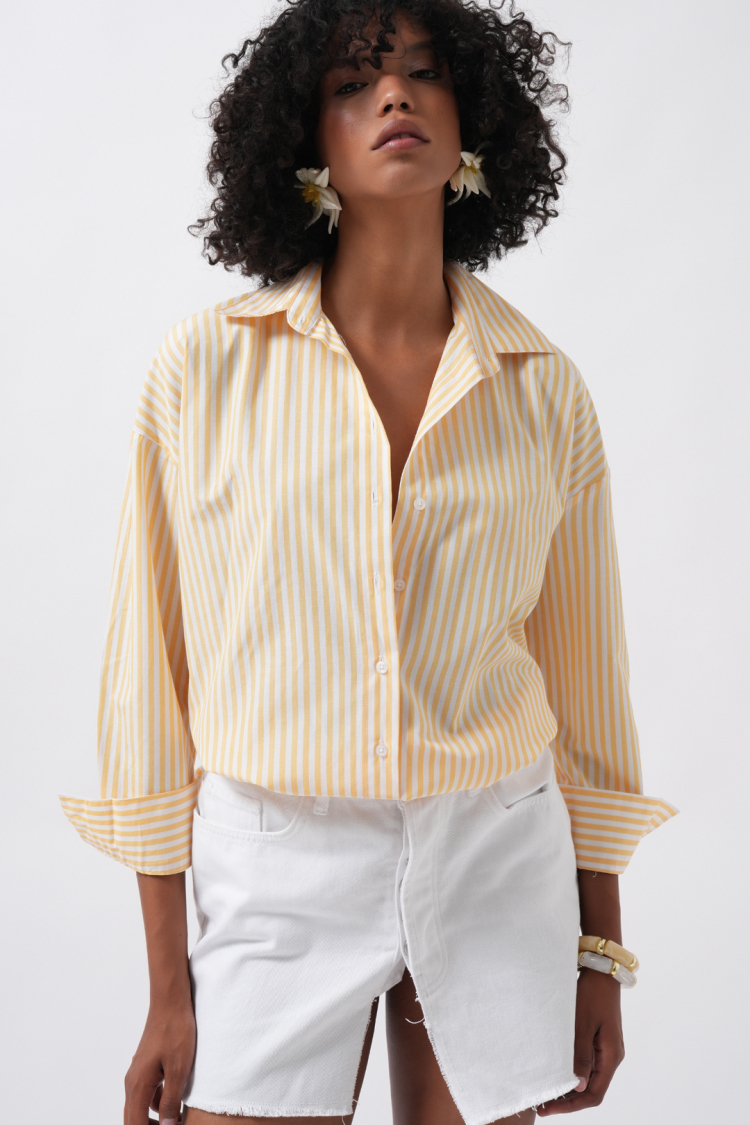 Striped Casual Shirt With Buttoned Closure - Producer: Black Fashion - Wholesale Women Clothes - TheBS Women