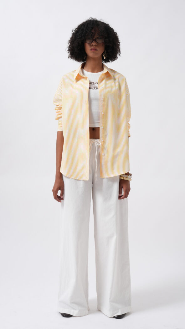 Striped Oversized Shirt With Shawl Collar - Producer: Black Fashion - Wholesale Women Clothes - TheBS Women
