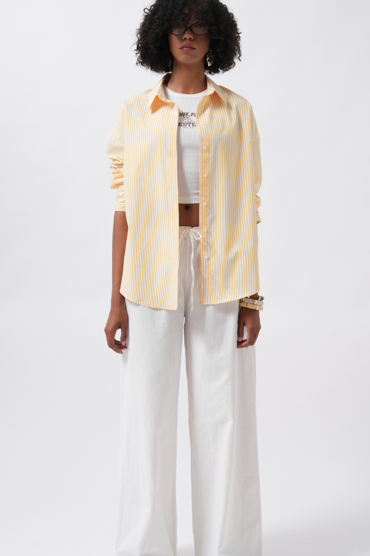 Striped Oversized Shirt With Shawl Collar - Producer: Black Fashion - Wholesale Women Clothes - TheBS Women