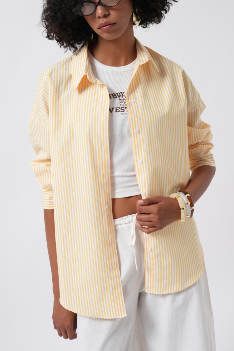 Striped Oversized Shirt With Shawl Collar - Producer: Black Fashion - Wholesale Women Clothes - TheBS Women