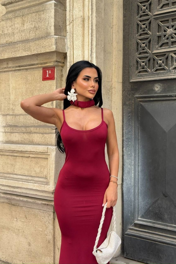 ClaretBodycon Dress With Scoop Neck - Producer: My Jest Fashion - Wholesale Women Clothes - TheBS Women
