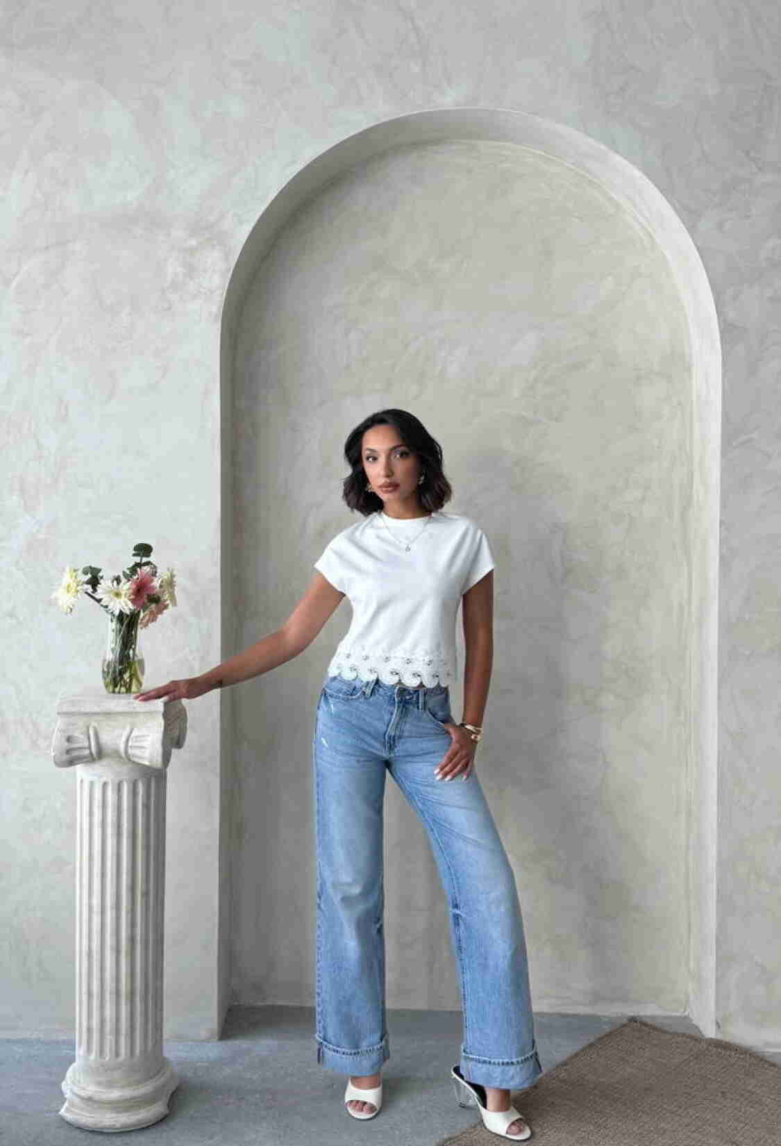 White Blouse With Slim Fit And Cap Sleeves - Brand: Topshow - Women & Kids, Baby Clothes Wholesale - TheBS Women