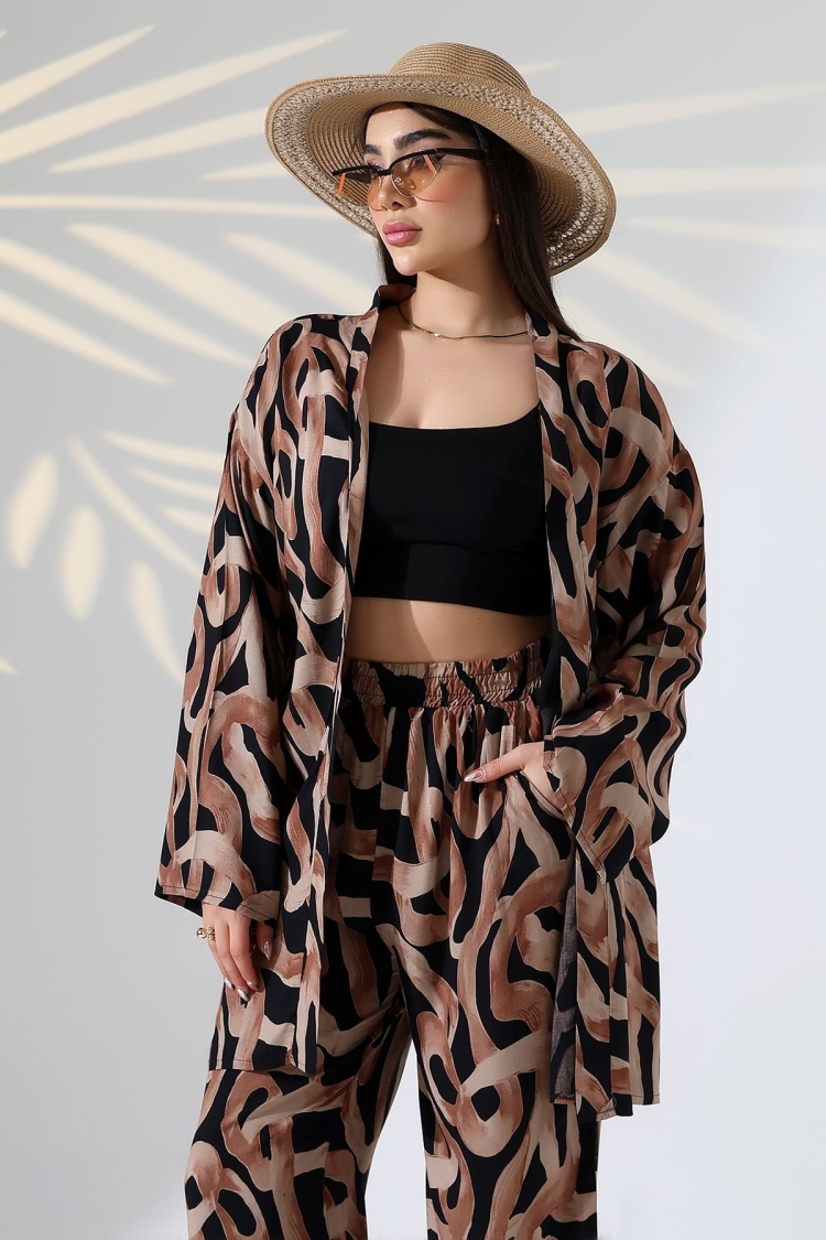 Black Kimono With Oversized Fit And Brush Stroke Pattern - Brand: My Jest Fashion - Women & Kids, Baby Clothes Wholesale - TheBS Women