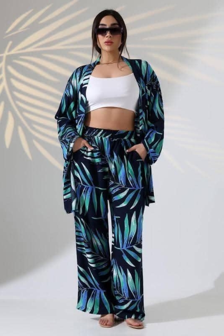 Blue Tropical Boho Casual Set - Brand: My Jest Fashion - Women & Kids, Baby Clothes Wholesale - TheBS Women
