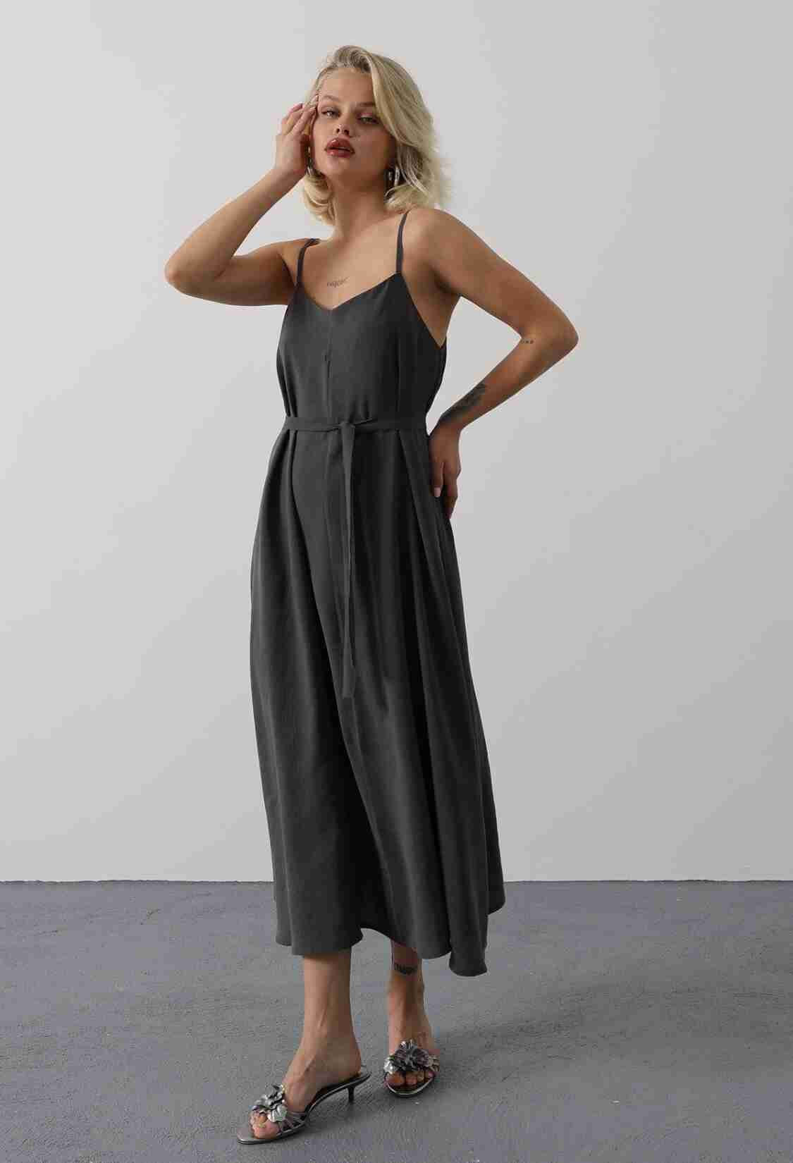Black Slip Dress With V-Neck For Party & Wedding - Brand: Reyon - Women & Kids, Baby Clothes Wholesale - TheBS Women