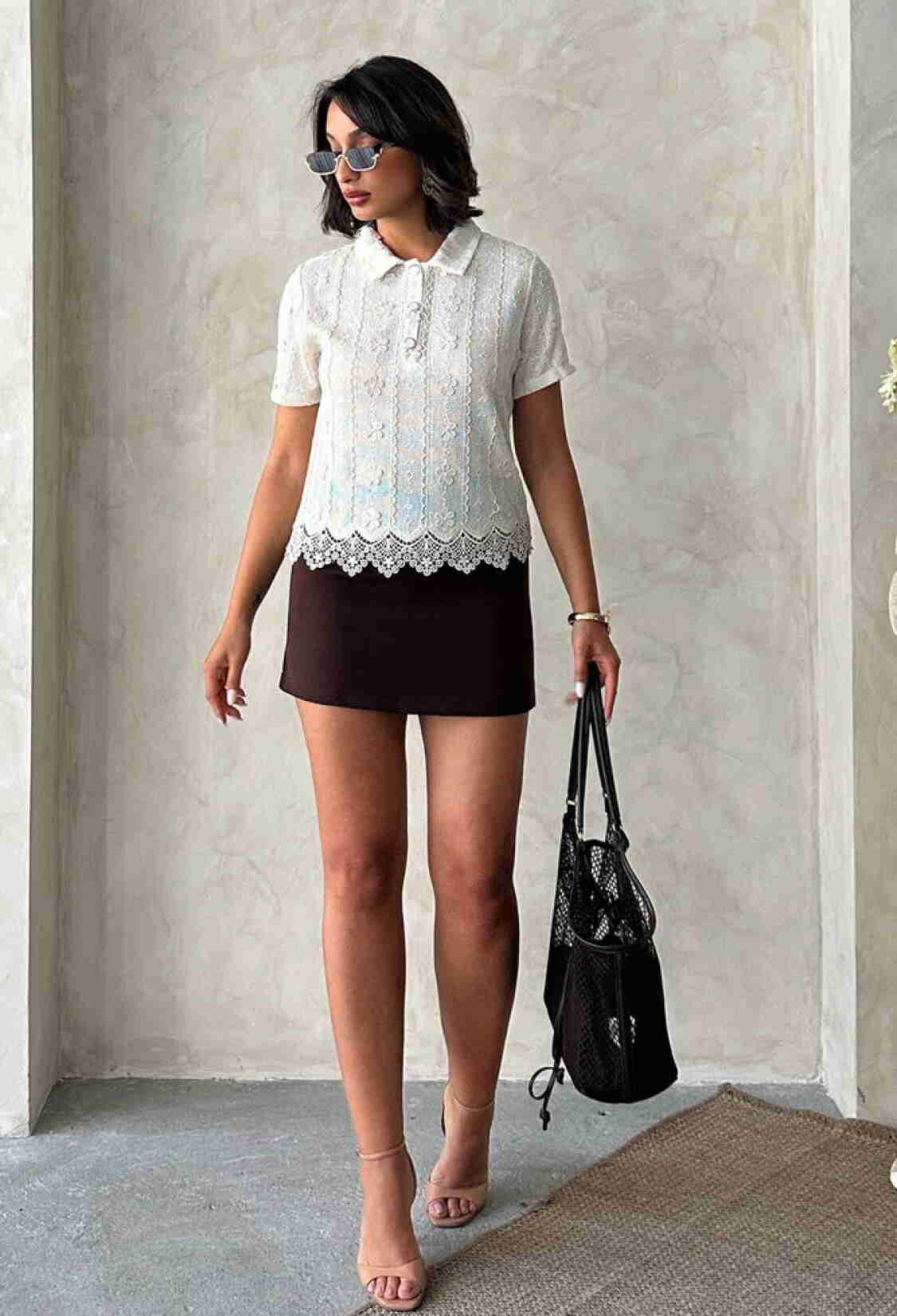 White Elegant Polo Neck Blouse - Brand: Topshow - Women & Kids, Baby Clothes Wholesale - TheBS Women