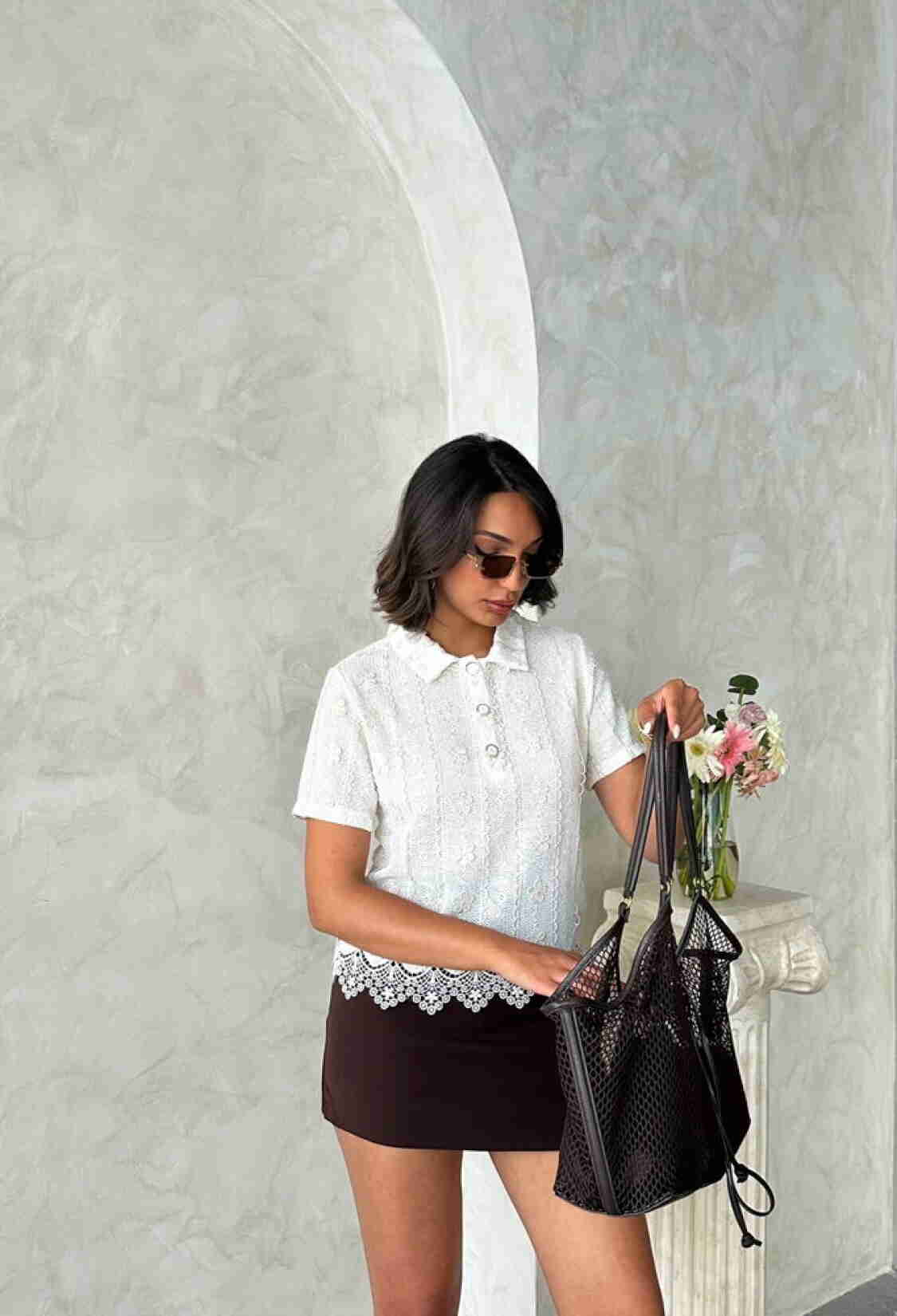 White Elegant Polo Neck Blouse - Brand: Topshow - Women & Kids, Baby Clothes Wholesale - TheBS Women