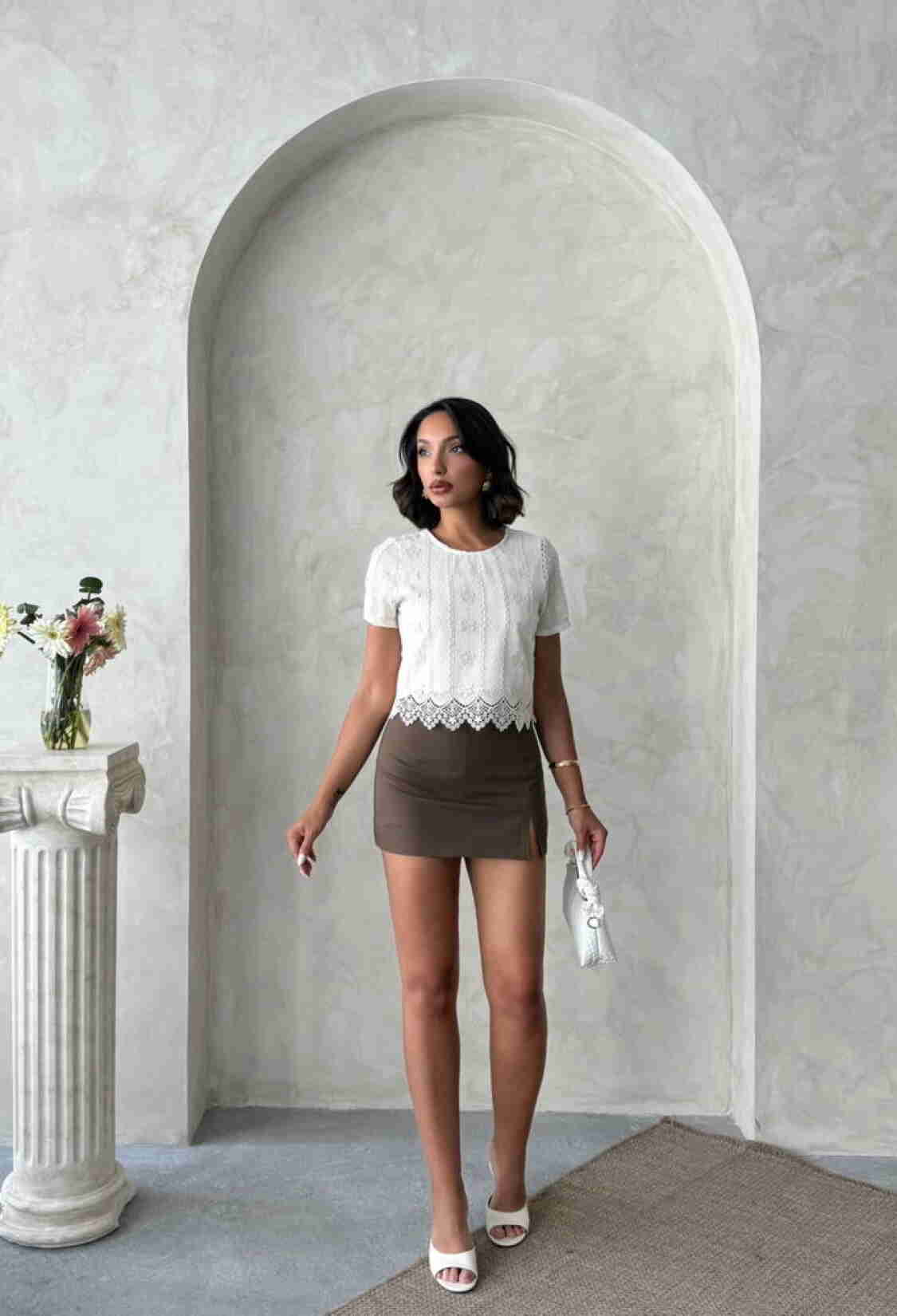 White Floral Casual Crop Blouse - Brand: Topshow - Women & Kids, Baby Clothes Wholesale - TheBS Women