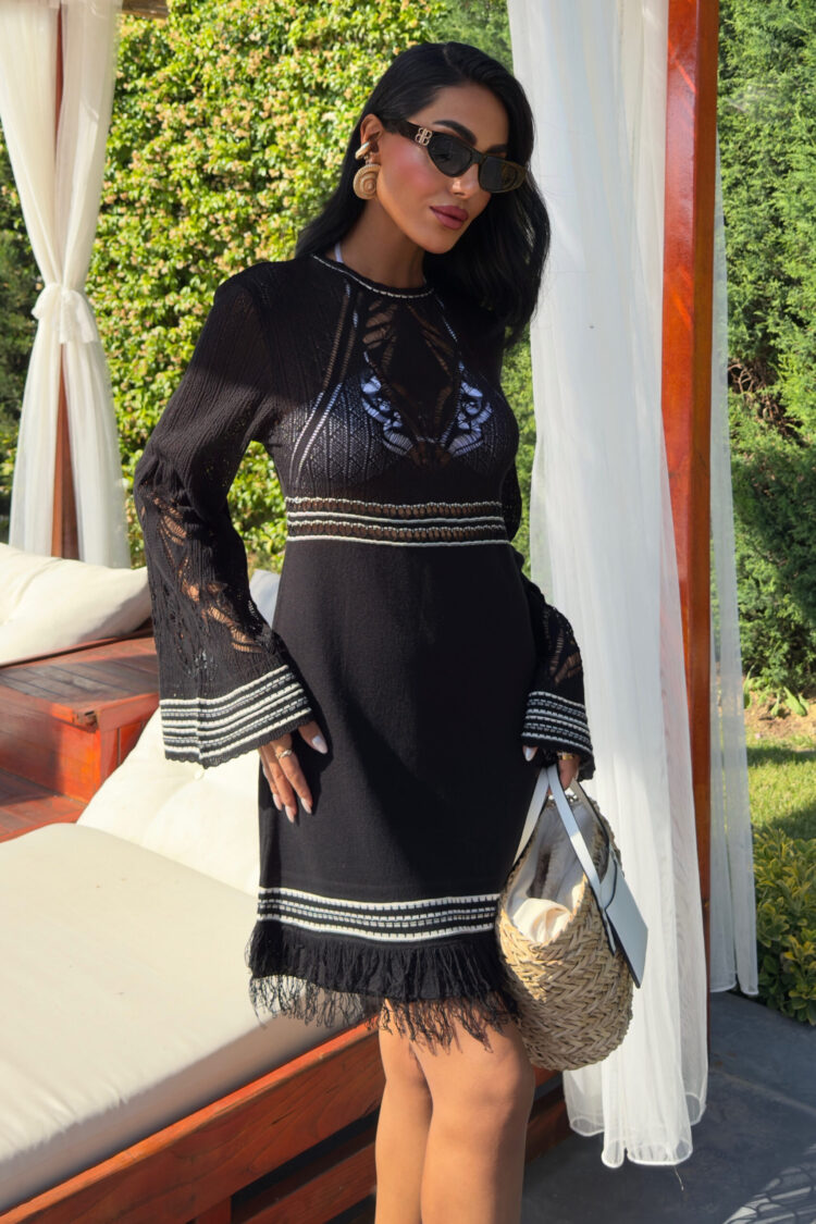 Tie Up Spanish Sleeve Knitwear Dress With Back Neckline - Producer: Sobe Istanbul - Wholesale Women Clothes - TheBS Women