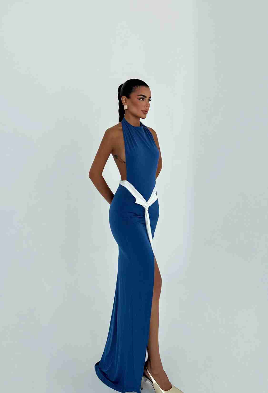 Sexy Blue Sleeveless Halter Neck Slip Dress - Brand: EYYO ATELIER - Women & Kids, Baby Clothes Wholesale - TheBS Women
