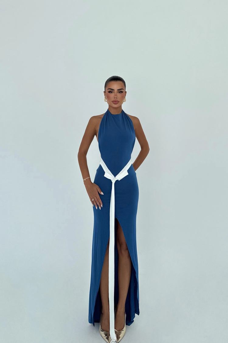 Sexy Blue Sleeveless Halter Neck Slip Dress - Brand: EYYO ATELIER - Women & Kids, Baby Clothes Wholesale - TheBS Women