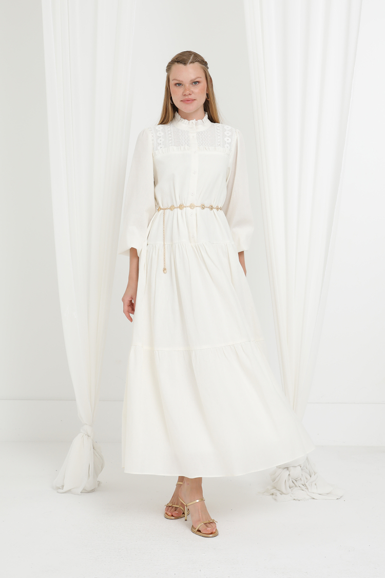 White Elegant Modest Formal Dress - Brand: Puane - Women & Kids, Baby Clothes Wholesale - TheBS Women