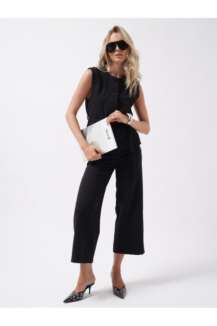 Palazzo Pants With Wide Leg And Buttoned Closure - Brand: Black Fashion - Women & Kids, Baby Clothes Wholesale - TheBS Women