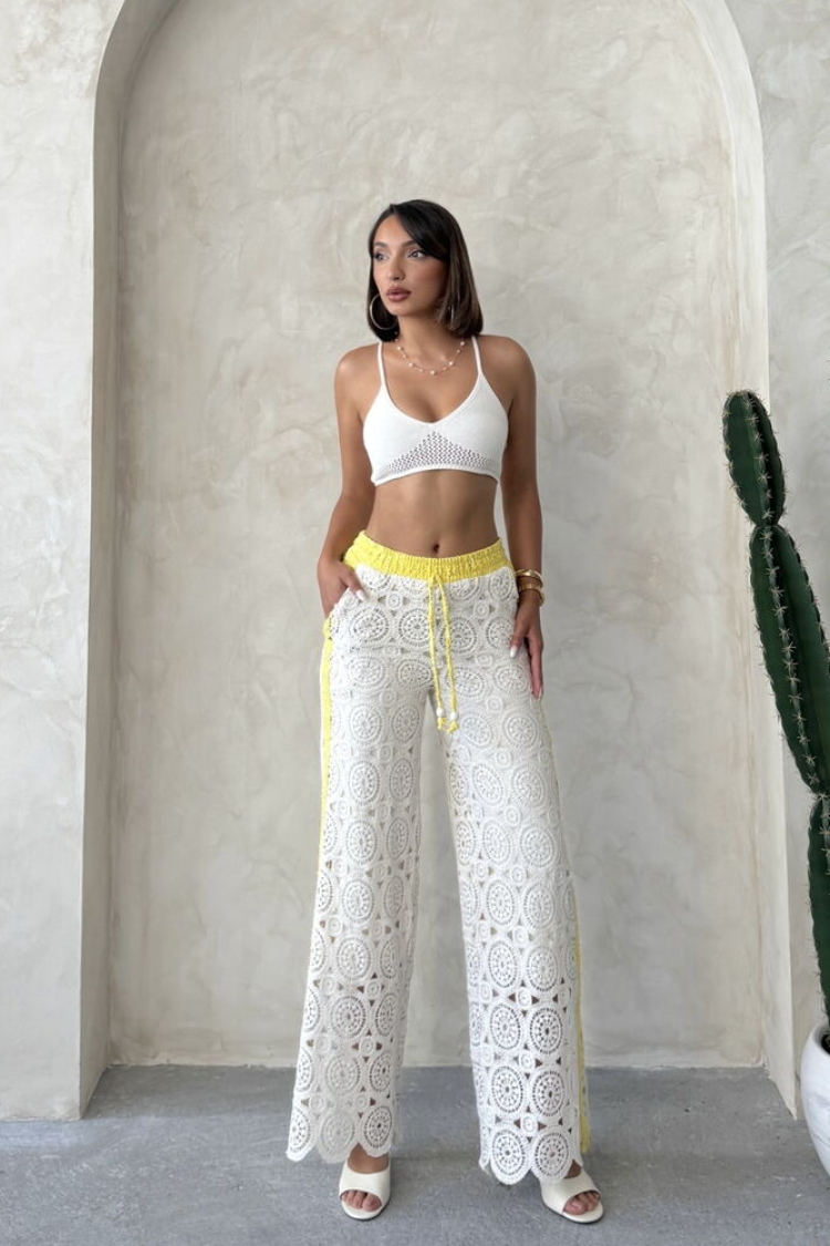 White Palazzo Pants High Waist Wide Leg - Producer: Topshow - Wholesale Women Clothes - TheBS Women