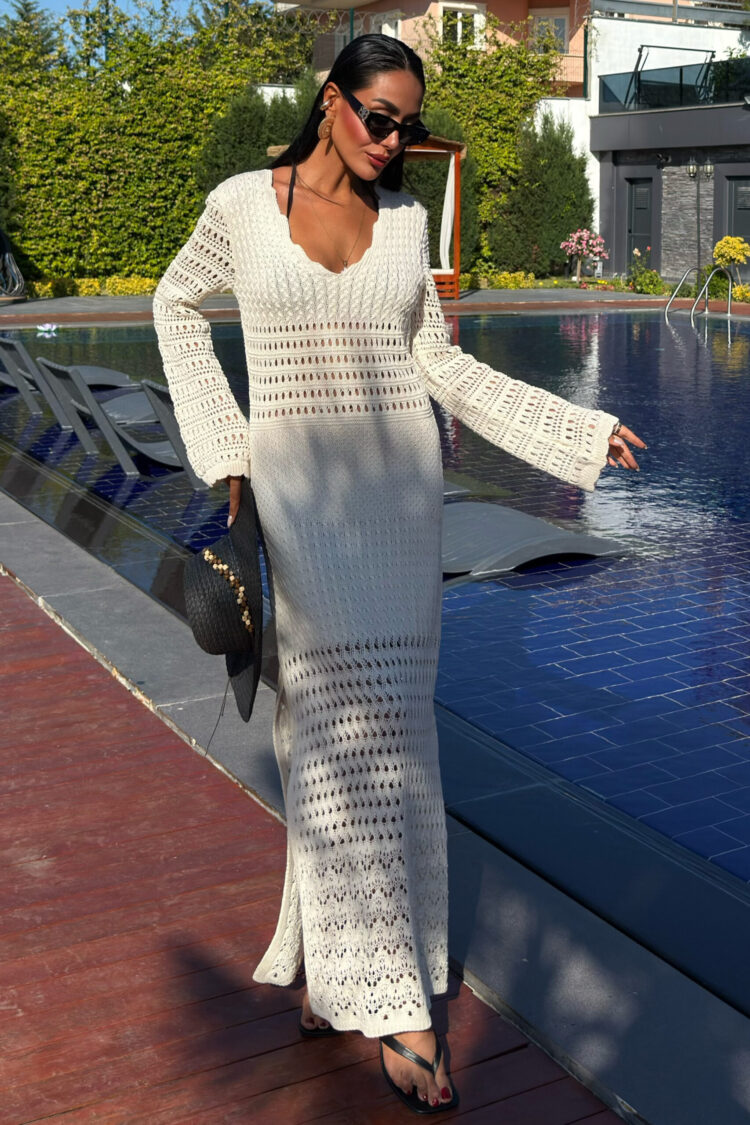 Openwork Detailed Spanish Sleeve Dress - Producer: Sobe Istanbul - Wholesale Women Clothes - TheBS Women