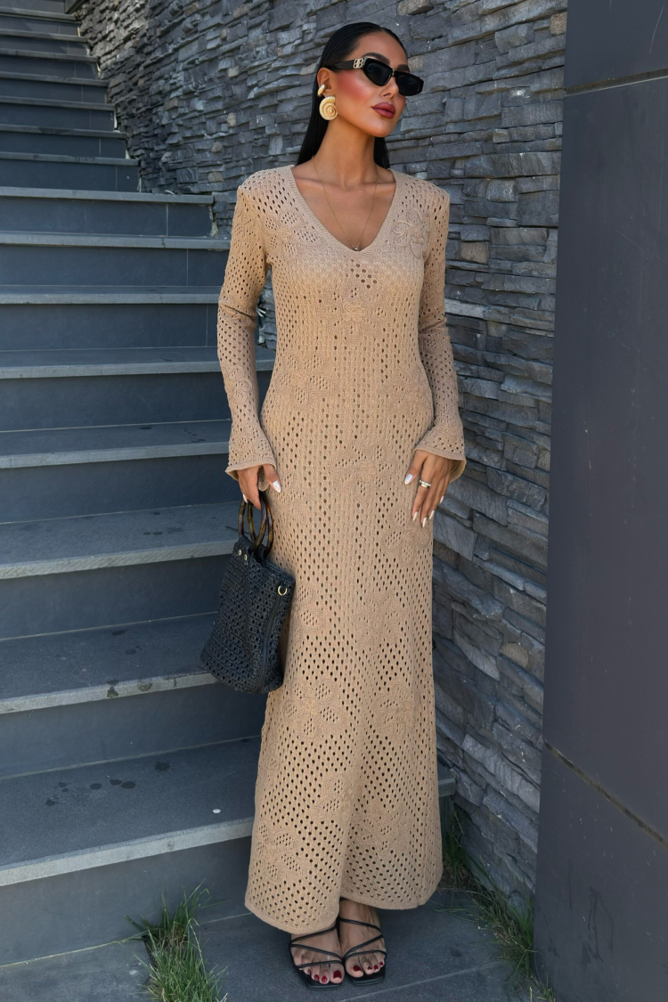 Floral Detailed Openwork Knitwear Dress - Brand: Sobe Istanbul - Women & Kids, Baby Clothes Wholesale - TheBS Women