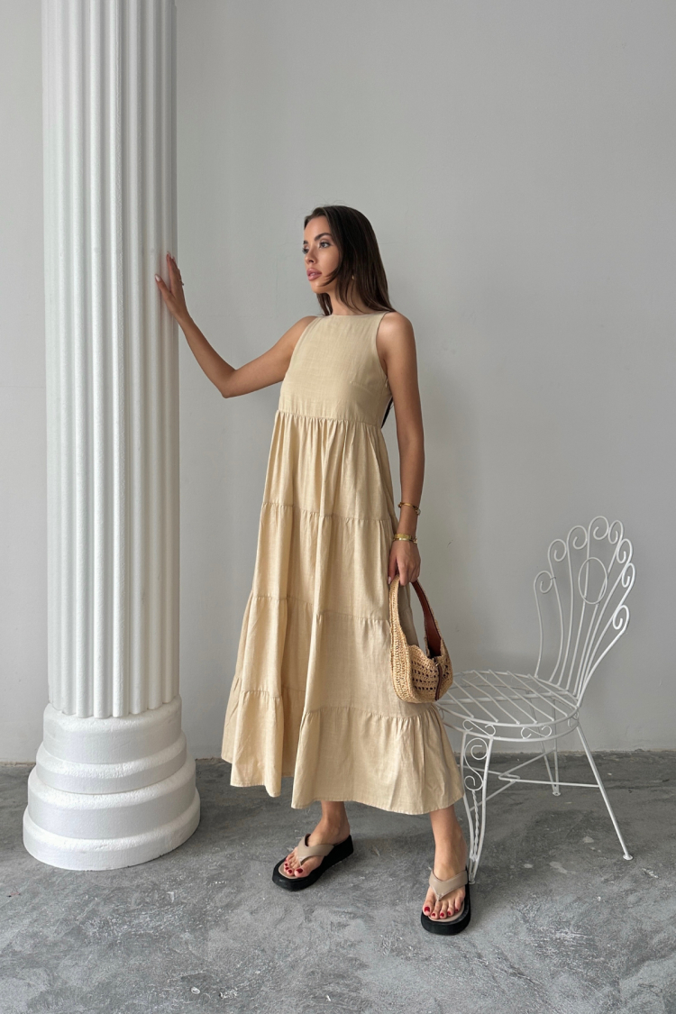 A-Line Maxi Dress With Boat Neck And Cap Sleeves - Brand: Ello - Women & Kids, Baby Clothes Wholesale - TheBS Women