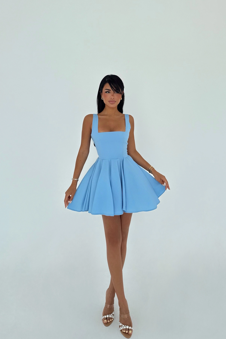 Skater Dress With Square Neck And Cap Sleeves - Producer: EYYO ATELIER - Wholesale Women Clothes - TheBS Women