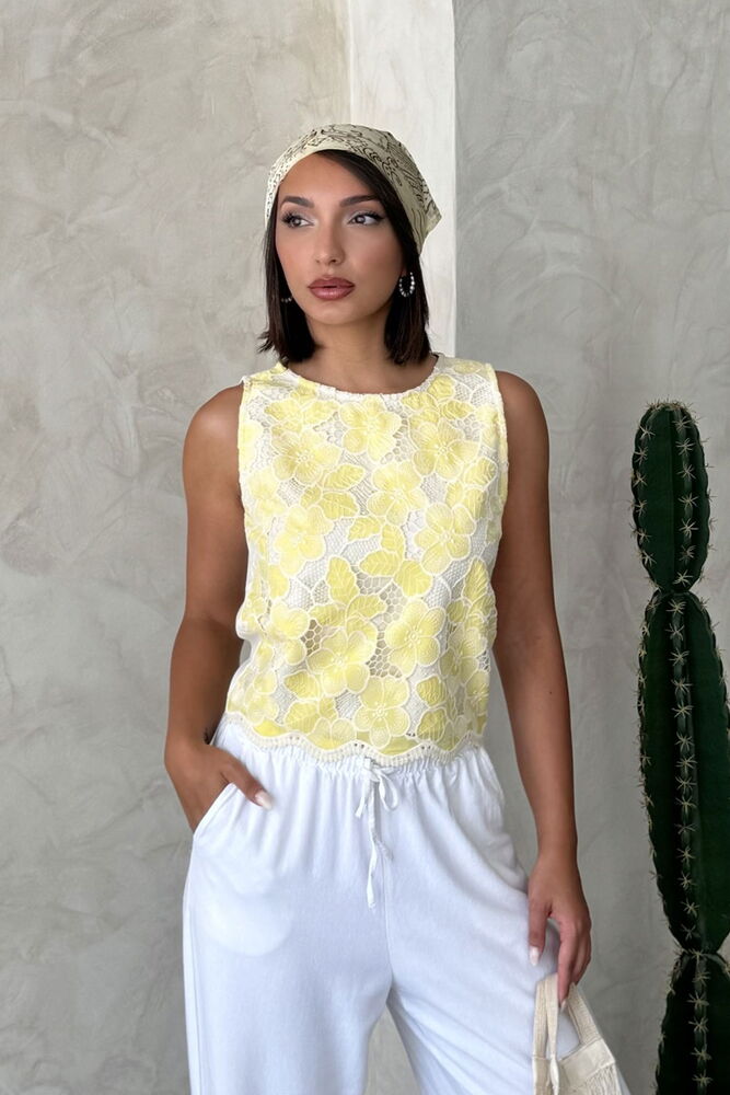 Floral Sleeveless Cap Sleeve Blouse - Producer: Topshow - Wholesale Women Clothes - TheBS Women