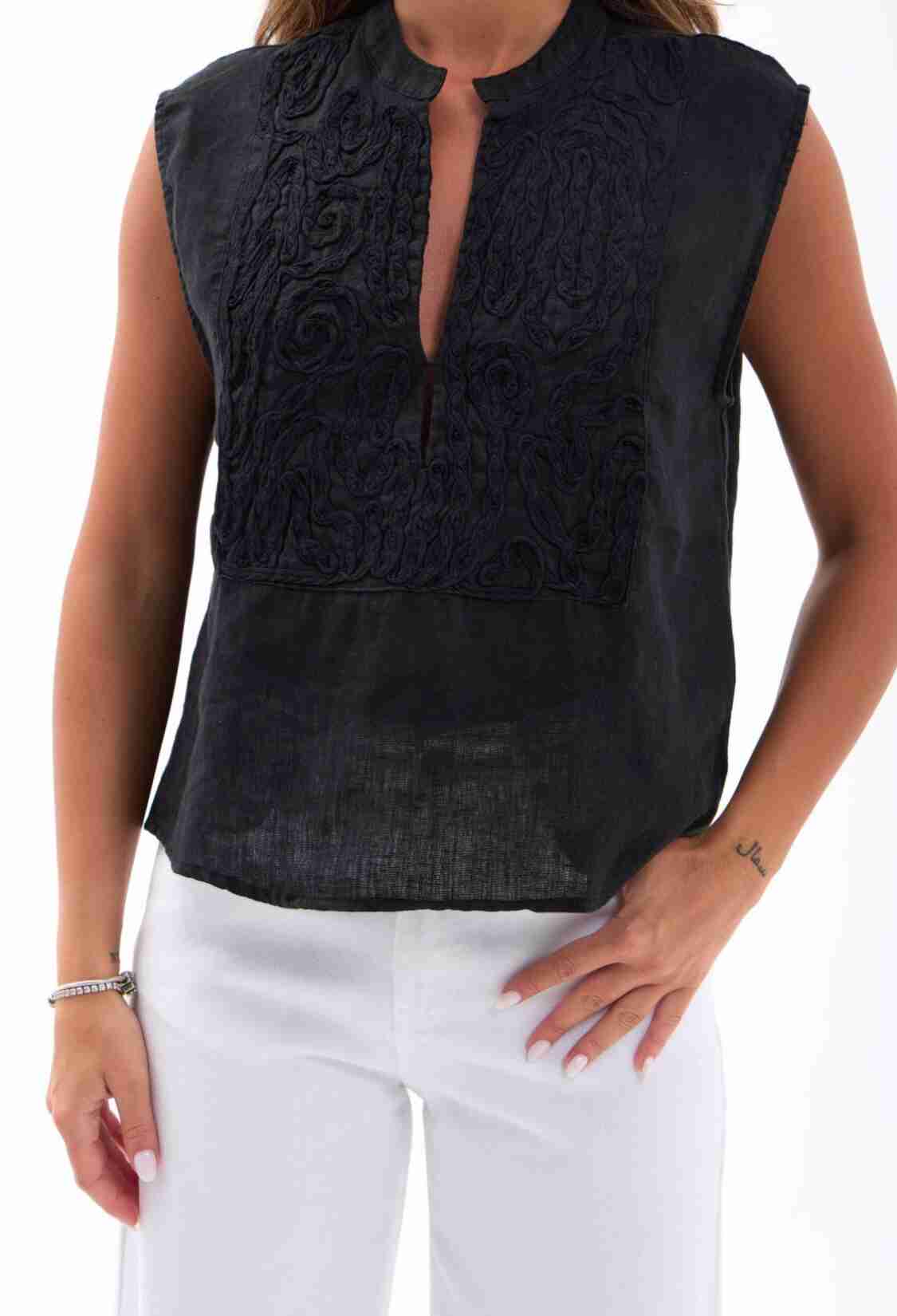 Black Ethnic Casual Elegant Shirt - Brand: Fame - Women & Kids, Baby Clothes Wholesale - TheBS Women