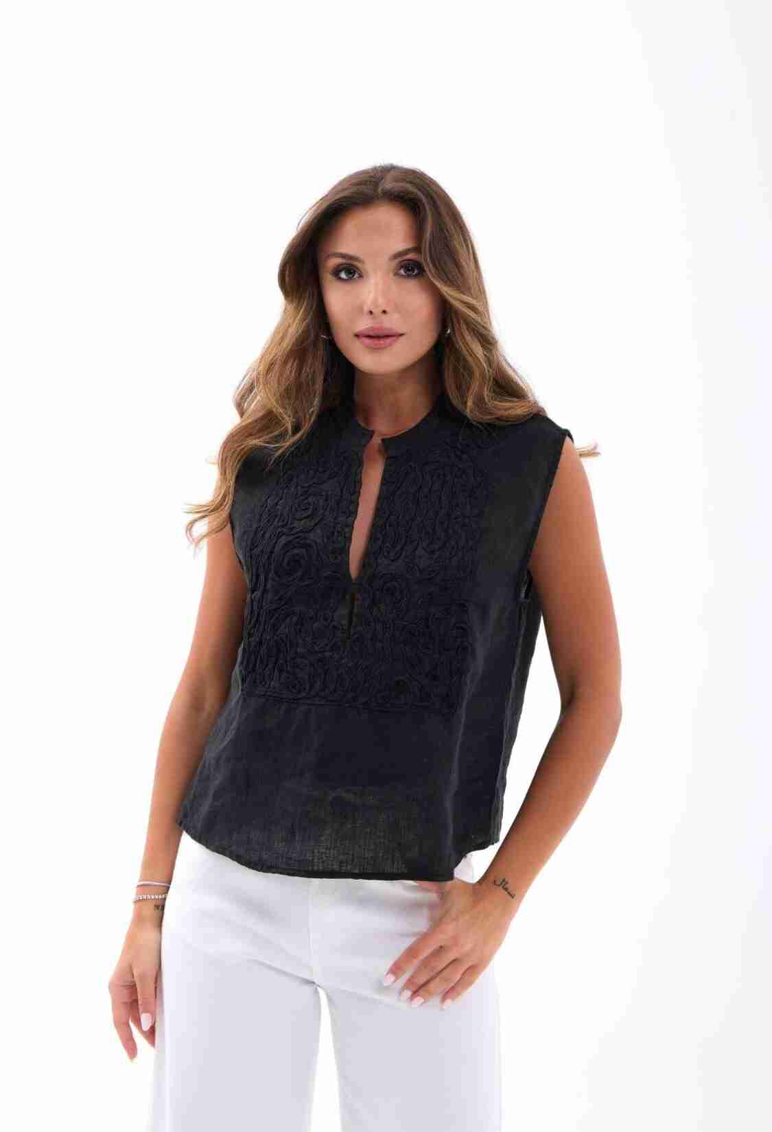 Black Ethnic Casual Elegant Shirt - Brand: Fame - Women & Kids, Baby Clothes Wholesale - TheBS Women