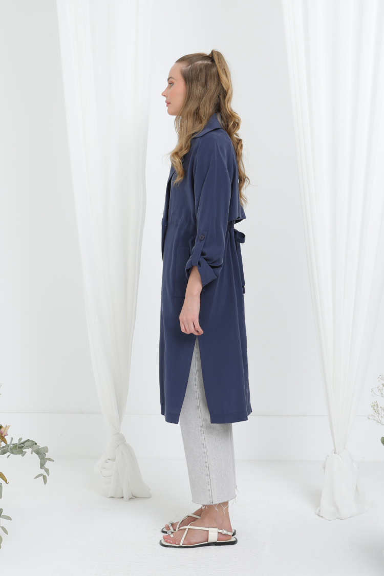 NavyElegant Single-Breasted Coat - Brand: Puane - Women & Kids, Baby Clothes Wholesale - TheBS Women
