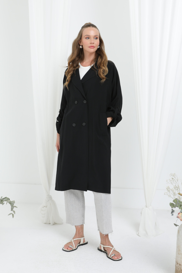 Elegant Single-Breasted Long Coat - Brand: Puane - Women & Kids, Baby Clothes Wholesale - TheBS Women