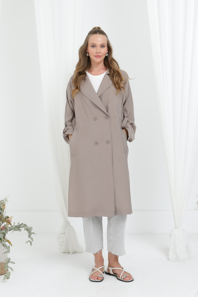 Beige Casual Elegant Formal Vintage Retro Coat - Brand: Puane - Women & Kids, Baby Clothes Wholesale - TheBS Women