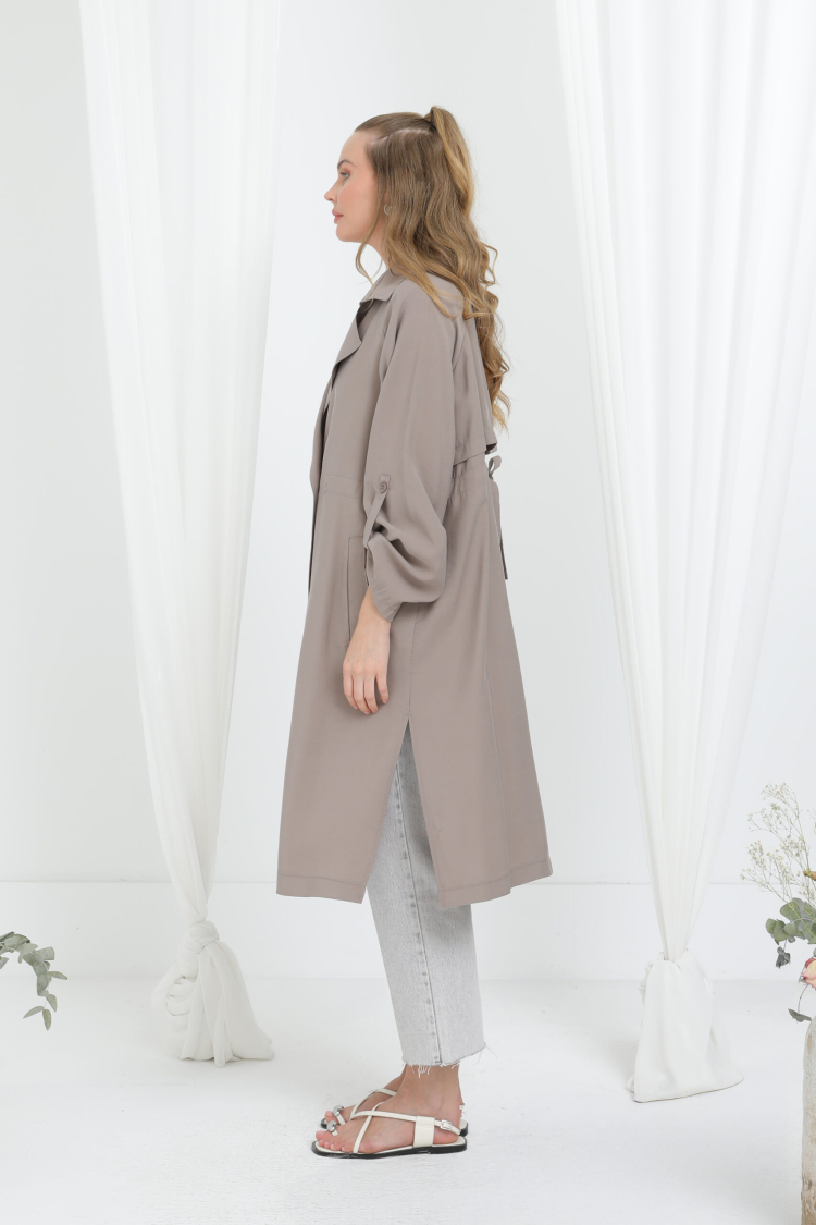 Beige Casual Elegant Formal Vintage Retro Coat - Brand: Puane - Women & Kids, Baby Clothes Wholesale - TheBS Women