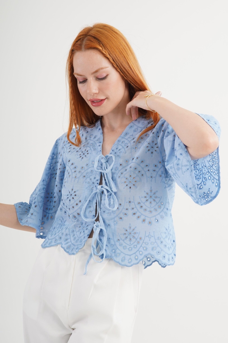 Boho Floral Tie Crop Shirt - Brand: Lustrin - Women & Kids, Baby Clothes Wholesale - TheBS Women