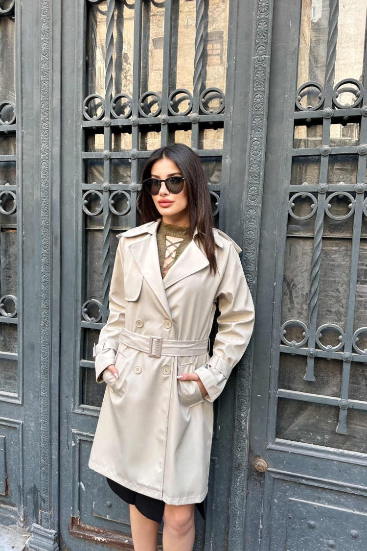 Beige Trenchcoat Elegant Single-Breasted Buttoned - Producer: My Jest Fashion - Wholesale Women Clothes - TheBS Women