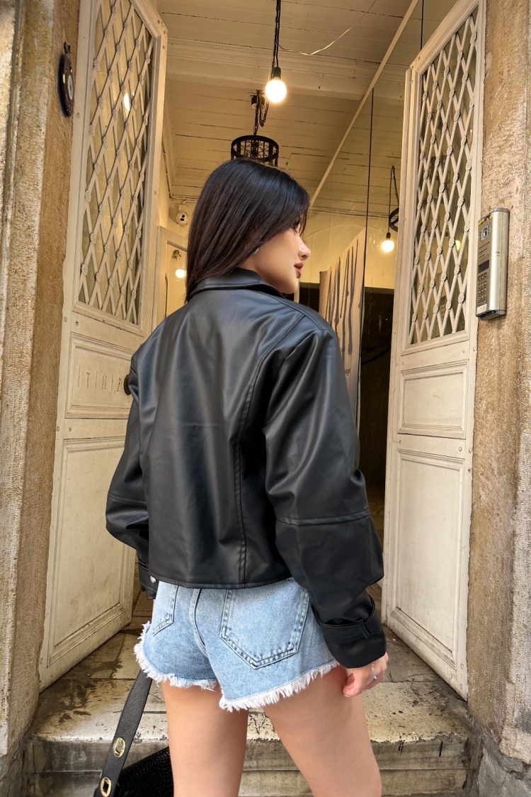 Biker Jacket With Zip-Up And Notched Collar - Producer: My Jest Fashion - Wholesale Women Clothes - TheBS Women