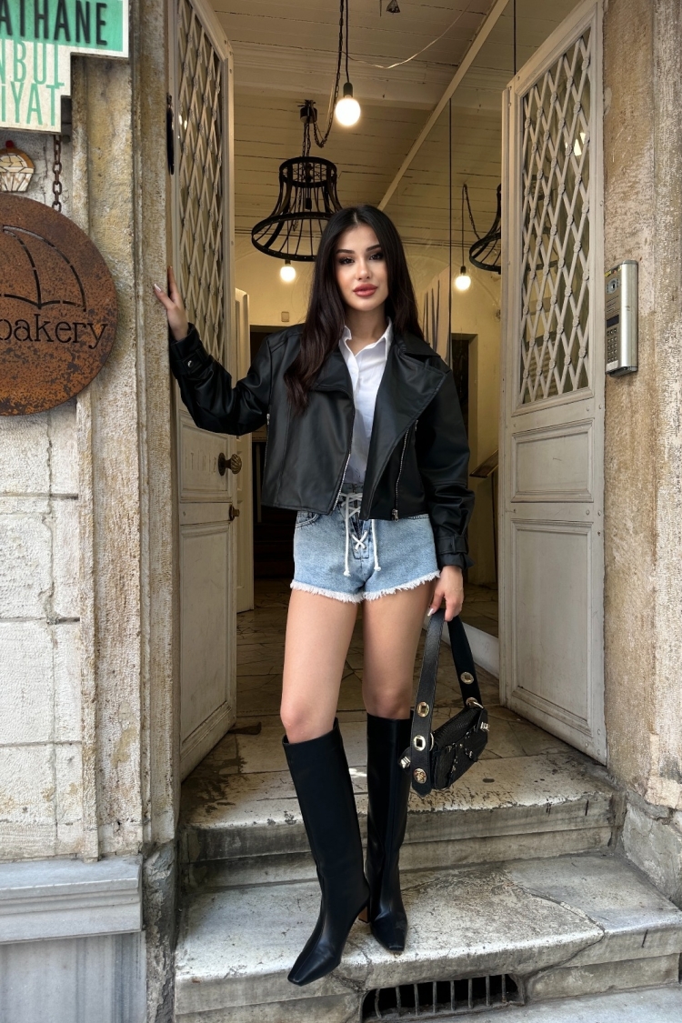 Biker Jacket With Zip-Up And Notched Collar - Producer: My Jest Fashion - Wholesale Women Clothes - TheBS Women