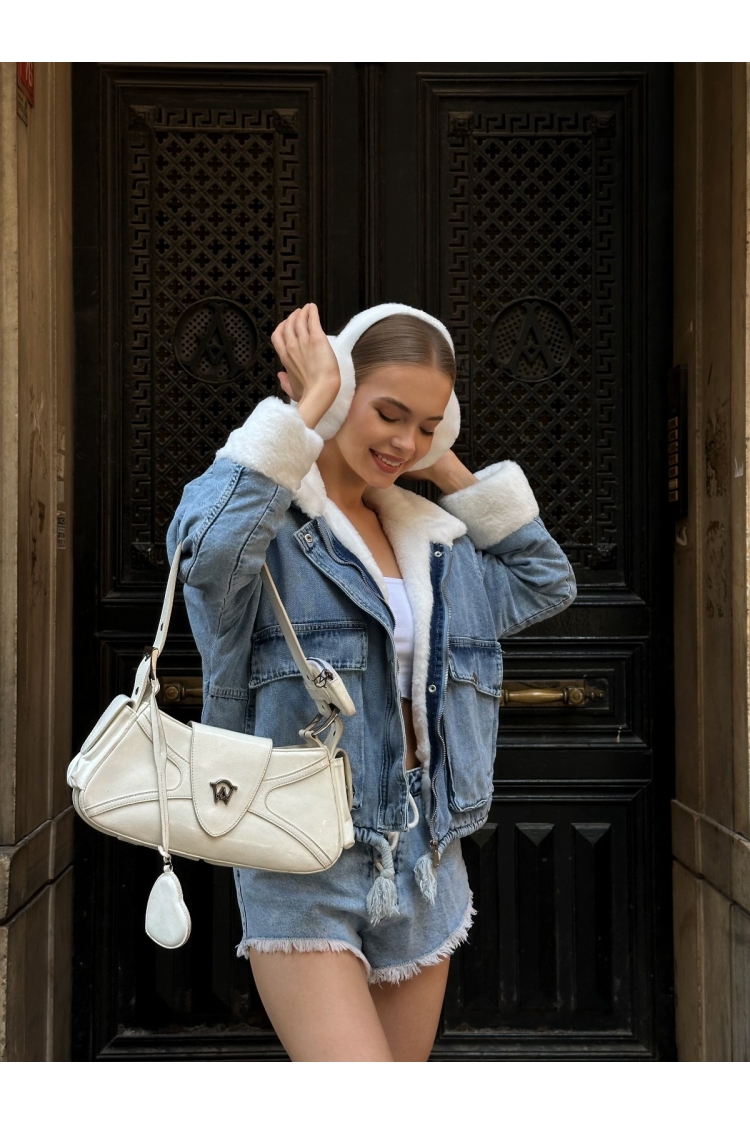Blue Bomber Jacket With Flap Pockets - Brand: My Jest Fashion - Women & Kids, Baby Clothes Wholesale - TheBS Women