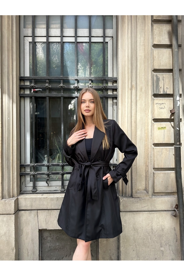 ElegantTrenchcoat Double-Breasted Wrapover - Brand: My Jest Fashion - Women & Kids, Baby Clothes Wholesale - TheBS Women